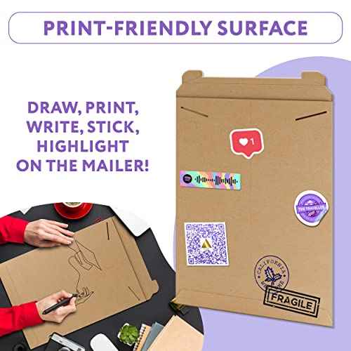 APQ Tab Lock Rigid Mailers 18 x 24 Inches. Pack of 5 Brown Double Wall Cardboard Envelope Mailers. Sturdy Stay Flat Mailers for Photos, Documents, and Artworks. Shipping Photo Mailer Envelopes