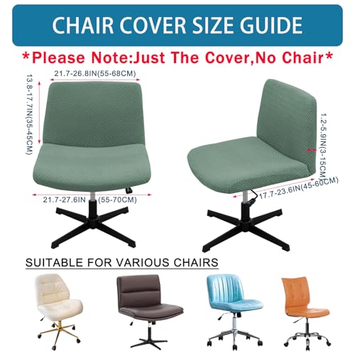 Green Criss Cross Elastic Armless Chair Slipcover - Vanity/Makeup Chair Cover