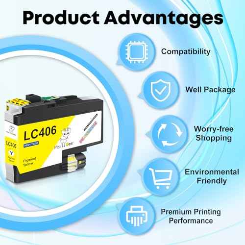 LC406 LC406XL Ink Cartridge Compatible for Brother LC406XL LC-406 High Yield, Work with Brother MFC-J4535DW MFC-J4335DW MFC-J5855DW MFC-J6555DW MFC-J6955DW Printer (Black, Cyan, Magenta, Yellow) 4 PK