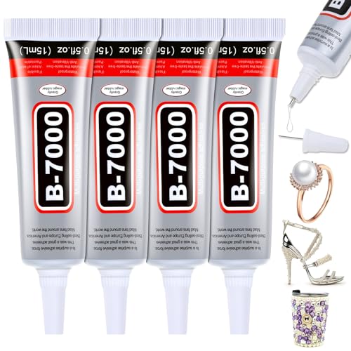 Evatage B7000 Clear Rhinestone Glue 4Pcs 15mL Jewelry & Craft Adhesive with Precision Tip