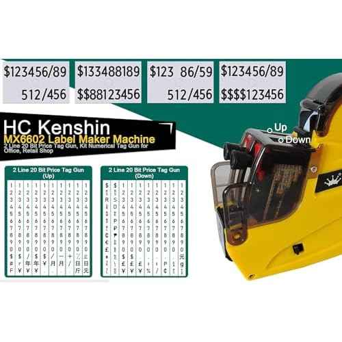 MX-6602 2-Line Pricing Gun, for Office & Retail Shop | Includes 2500 Sticker Labels & 1 Ink Wheel - Yellow