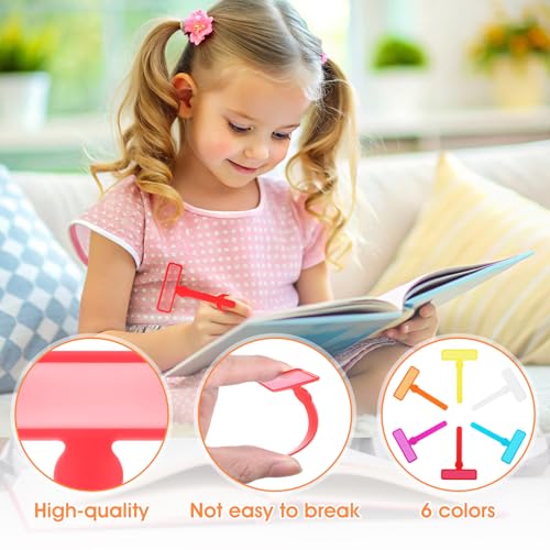 Tyqour 12pcs Dyslexia Reading Tools Set with Colored Overlays & Finger Pointers - White, Yellow, Blue, Red, Purple, Orange