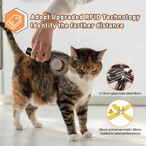 Symcode Pet Microchip Scanner RFID EMID With 1.44IN TFT Display - 134.2kHz 125kHz 15 Digits Pet Chip ID Reader With Delete History Data Function