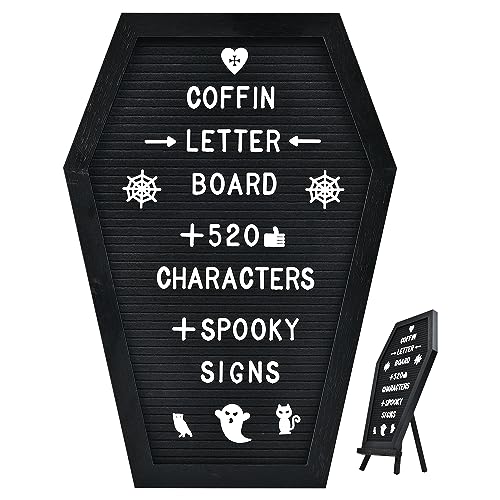 GAJIGAJI Black Coffin Letter Board Halloween Decor 16x11 Inch