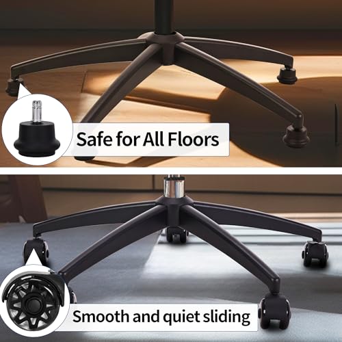 Frassie Office Gaming Chair Metal Base Replacement with 5 Wheels Bell Glides Replacement, 28 Inch Heavy Duty 2500 Lbs Universal Computer Chair Stool Base Part (Black)