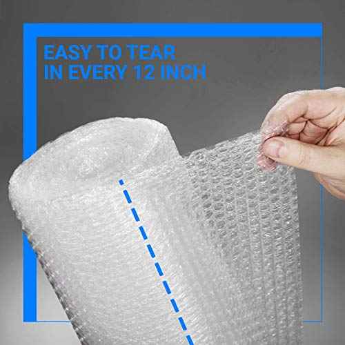 Bubble Cushioning Wrap Rolls, 3/16" x 12" x 72' ft Total [2 Rolls of 36 Feet] Perforated Every 12", 20 Fragile Stickers for Packaging, Shipping, Mailing