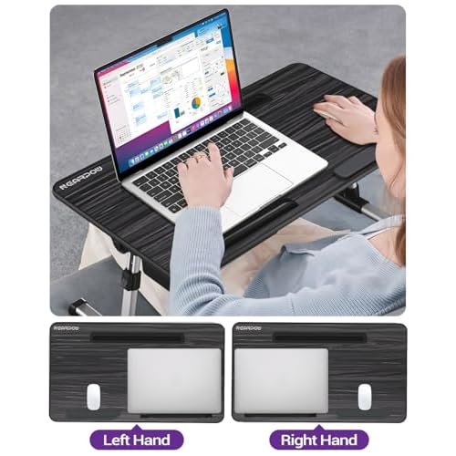 NEARPOW Laptop Bed Tray Table, Height & Angle Adjustable Portable Bed Table,Portable Computer Tray Laptop Stand for Bed W/Tablet Stand & Drawer, Foldable Lap Tablet Table for Sofa Couch Floor Writing