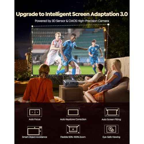 [Netflix-Licensed/4K Supported] Smart Outdoor Projector with WiFi6 and Bluetooth, 800ANSI Movie Projector, DoIby Audio with Dual Speakers, AI Auto Focus with Built-in Apps Proyector, Upgraded P62 Pro