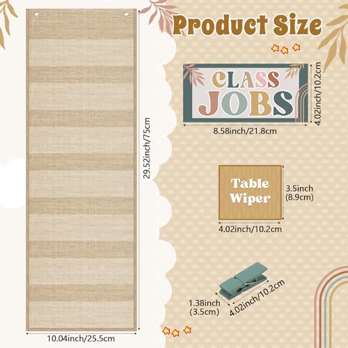 Pasimy Modern Boho Class Jobs Pocket Chart Classroom Management Decor