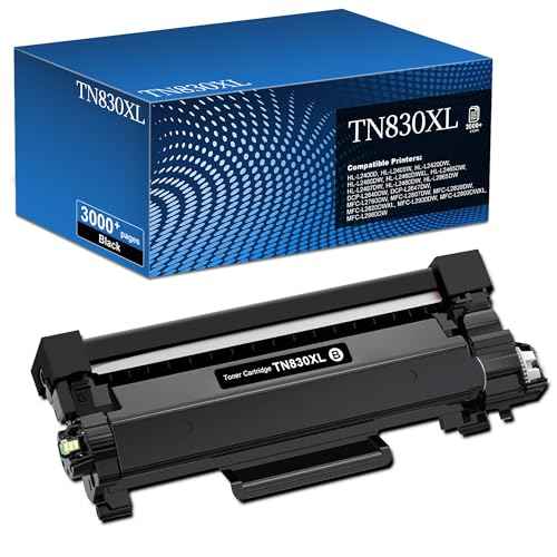 TN830XL TN830 Compatible Toner Cartridge Replacement for Brother TN830XL TN830 Toner Cartridges High Yield for HL-L2460DW DCP-L2640DW MFC-L2820DW HL-L2480DW HL-L2400D, 1 Pack Black