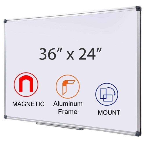 Dex Board 36 x 24 inch Magnetic Dry Erase Board, DexBoard Mall-Mounted Aluminum Frame White Board with Pen Tray, Dry Erase Marker Whiteboard for Office, School and Home Usage