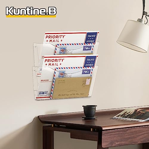 Kuntine.B 3 Pack Clear Wall Mount File Holders - Hanging Office & Home Organizer