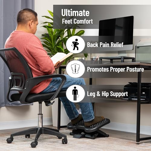 Mind Reader Adjustable Ergonomic Foot Rest with Massage Surface - Under Desk, Black