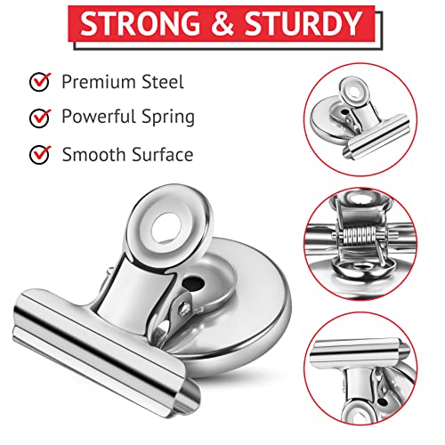 24-Pack Silver Magnetic Clips Fridge Magnets Heavy-Duty for Whiteboards & Refrigerator