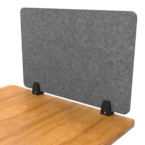ReFocus 24" x 16" Castile Gray Clamp-On Acoustic Desk Divider — Noise-Reducing PET Privacy Panel