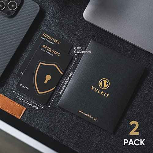 VULKIT RFID Blocking Cards 2 Pack Credit Card Protectors NFC Contactless Cards Protection for Business & Travel Wallet