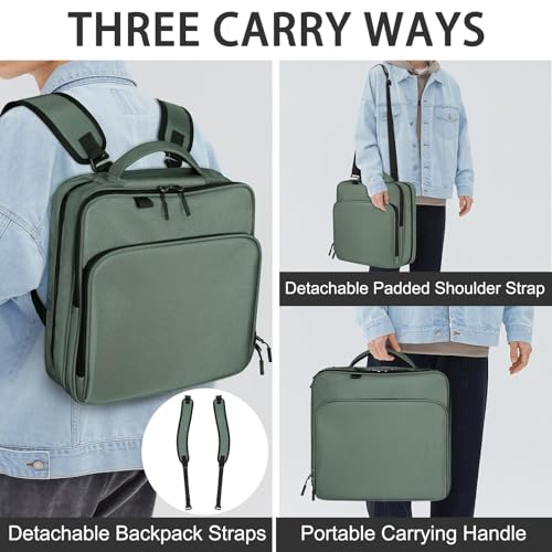 Zipper Binder Bag, 2-inch 3-Rings with Multiple Pockets File Folder - 500 Sheet Capacity, Up to 14¡®¡¯ Laptop and Tablet, Detachable Backpack Straps & Shoulder Use for School