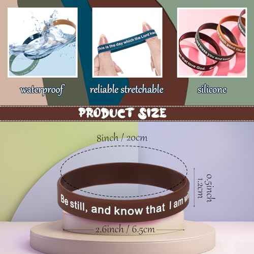 Estune 240 Pieces Bible Verses Bracelets Motivational Scripture Bracelets Bulk Religious Silicone Wristbands Quote Rubber Inspirational Wristbands Christian Gifts for Men Women Teens