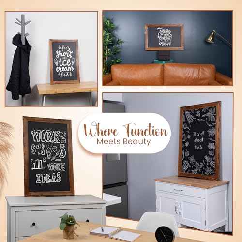 Loddie Doddie Magnetic Chalkboard Sign - 20 x 30 in Rustic Wood Frame - Easy-Erase Surface & Chalkboard Calendar for Wall - Magnet Board for Wall