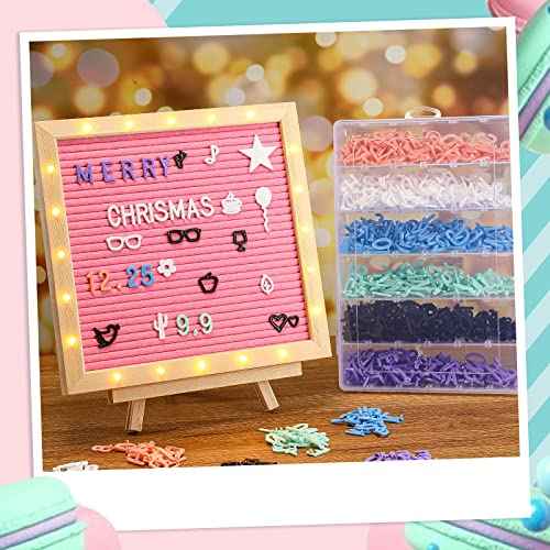 Yexiya 1035 Pcs Board Letters with Organizer Case Set Include 3/4'' Multicolor Plastic Pre Cut Characters Cursive for Felt Message Board Letters Numbers Symbols