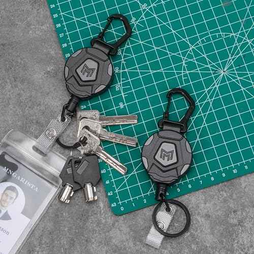 MNGARISTA 2-Pack Retractable Keychain, Heavy Duty Carabiner Badge Holder, Tactical ID Badge Reel Key Chain with 31.5¡± Steel Retractable Cord, 8.0 oz
