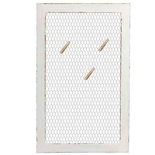 SOFE Chicken Wire White Framed Bulletin Boards for Walls, Wooden Grid Shelf for Jewelry Organizer, Decorative Notice Memo Board or Vision Board, Hanging Photo Display Board for Home Office Wedding