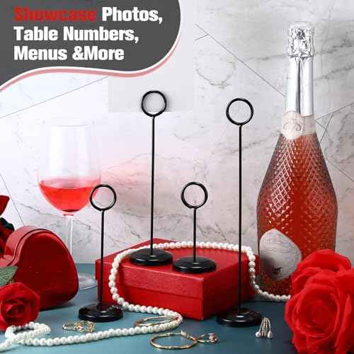 20 Pcs Table Number Holders 4/6/8/10 Inch Place Card Holder Stands Wire Photo Clips Metal Table Card Stands for Centerpieces, Photos, Food Signs, Birthdays, Weddings(Black)