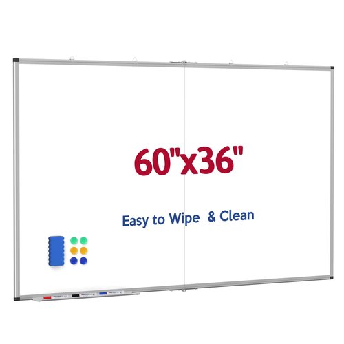 UIFER Large Whiteboard, 60 X 36 Inches Big Whiteboard for Wall, Dry Erase White Board for Office Home & School