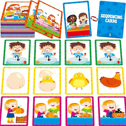 Hebayy 4-Scene Sequencing Cards Set for Kids Learning and Speech Therapy - 72 Durable Visual Storytelling Cards
