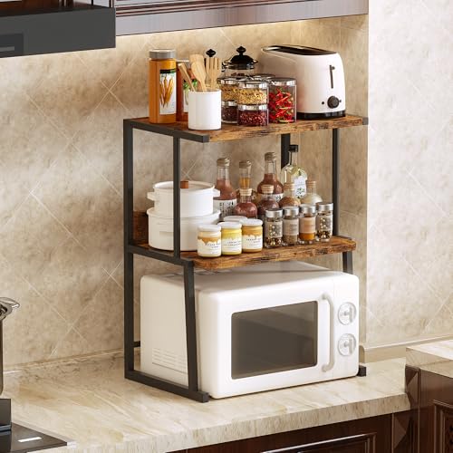 Homeiju Printer Stand for Desk with Storage, 3-Tier Shelves Organizer with Wood Top, Heavy Duty Metal Frame for Home Office, Holds Printer, Books, Supplies, Rustic Brown?