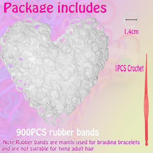 Yowamho 900 Pcs Loom Rubber Bands Refill - White