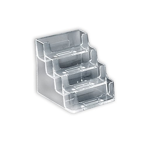 Azar Displays 252004 4 Tier Pocket Business Card Holder, Durable Clear Acrylic Business Card Holder for Desk - Minimalist Plastic Card Display Holder, Inside Dimensions: 3.625" W x 0.75" D, 10-Pack