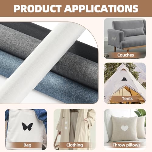 Fabric Repair Patch, 17X158 Inch Fabric Large Repair Tape, Self-Adhesive Patches for Furniture, Sofa, Car Interior, Shoes, Hand Bag, Clothing (Grey, 17X158 Inch)