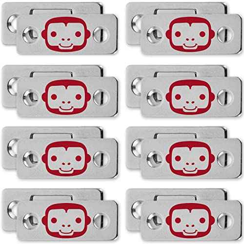 RUBY Monkey Magnets AS-SEEN-ON-TV, Ultra-Thin Magnetic Plates Keep It All Shut, Fast and Easy Installation, Just Peel & Stick, Slim Design Fits Virtually Anywhere, Cabinets, Drawers & More, 8 Sets