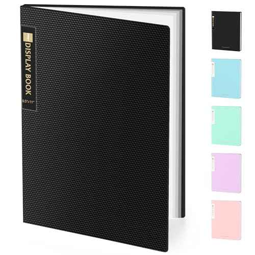 Sooez 18-Pocket Binder with Plastic Sleeves 8.5x11, Heavy Duty Art Portfolio Folder with Clear Sheet Protectors, Display 36 Pages, Presentation Book for Artwork, Document Organizer
