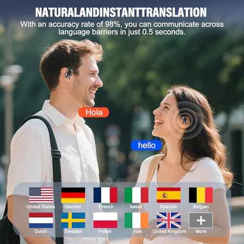 AI Translation Earbuds Real Time, Real Time Translator Headphones with 164 Languages & 7 Modes, Bluetooth 5.4 Translator Earbuds 36H Playback, Translate Ear Buds Device for Travel, Business Black