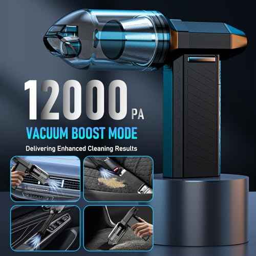 Electric Air Duster - Vacuum 2 in 1 & Cordless 6000mAh Mini Turbo Fan Blower, Keyboard Computer Car Cleaner, Replaces Compressed Air Can, Black(300000RPM)