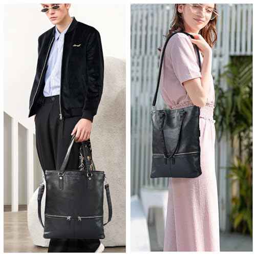Lassviin Laptop Tote Bag, Leather Work Tote for Computer Bag Waterproof Lightweight Shoulder Bag Purse Handbag Crossbody Bag