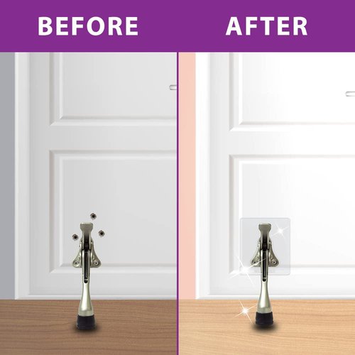 Door Stopper with Adhesive Bracket Stickers, No Drilling or Tools Needed, Available for All Doors, Door Holder, Heavy Door Stop, KickDown Door Stoppers by HASHI (Satin Nickel/Bracket 4pack)