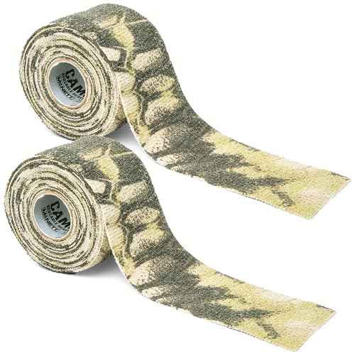 GEAR AID Camo Form Self-Cling and Reusable Fabric Camouflage Wrap, Adds Grip and Shield Hands from Hot or Cold Surfaces to Protect You and Your Equipment, Kryptek Highlander, 2¡± x 144¡± Roll, 2 Pack