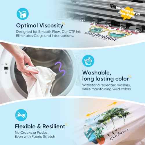 Auto-Fill DTF Ink - 700ML Premium DTF Transfer Ink for PET Film, Refill Ink for Epson ET-8550 ET-8500 Printers, Heat Transfer Printing Ink Set, Heat Transfer Printing Direct to Film