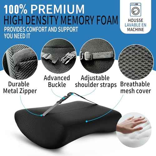 Seat Cushion &Office Chair Cushion,Lumbar Support Pillow for Office Chair,Ergonomic Memory Foam Non-Slip Office Chair Cushion,Back Support Cushions for Tailbone&Sciatica Pain Relief Black