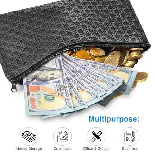 2pack Money Bag, Cash Zipper Pouch, Bank Bags, Cash Wallet, Cosmetic Receipts Coins Small Tools Organizing Storage Bag