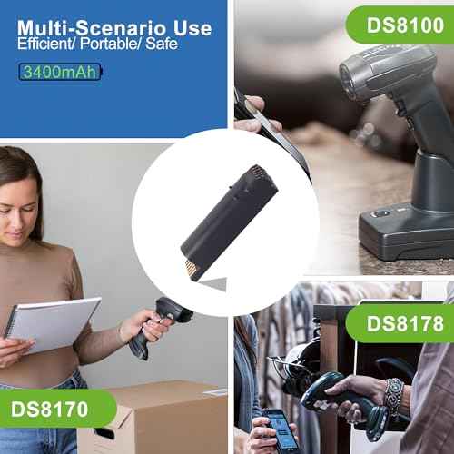 3400mAh Replacement Battery for Zebra DS8178 DS8100 DS8170 DS6878-SR Scanner, BTRY-DS81EAB0E-00/82-176890-01/AS-000231, High-Capacity Li-ion Battery for Extended Performance,1 Pack (DS8170)