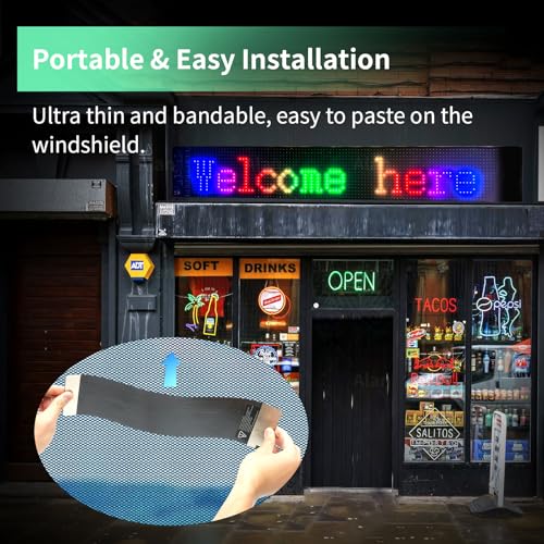 Programmable LED Sign 27''x5'',Holiday Electronic Sign, APP Control, Text Pattern Animation Customizable, High Bright, Bluetooth 5, IP65 Waterproof, Business, Advertising,Holiday digital,Festival LED