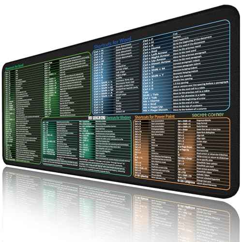 secret corner excel&Word&Windows&powerpoint Cheat Sheet Mousepad,Extra Large Office Desk Accessories Desk mat,Office Keyboard Shortcuts Mouse pad, Non-Slip for Computer Gaming Mouse pad 27.6"x11.8"