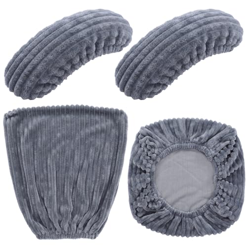 Tallew 4-Piece Corduroy Office Chair Cover Set - Dark Grey, Fits Most Chairs