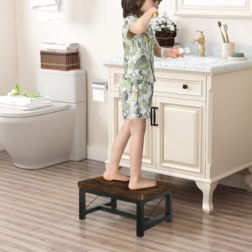 YINMIT Wooden Step Stool for Adults, Heavy Duty Step Stool for High Bed with Non-Slip Feet, Using for Bedroom, Living Room, Bathroom and Kitchen, Hold Up to 500 LBS