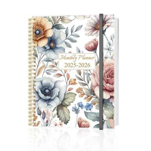 Monthly Planner 2025-2026 - Monthly Calendar from November 2025 to December 2026, 2025-2026 Planner with Inner Pocket, Elastic Band, 8.5" x 11", Color Large Flower