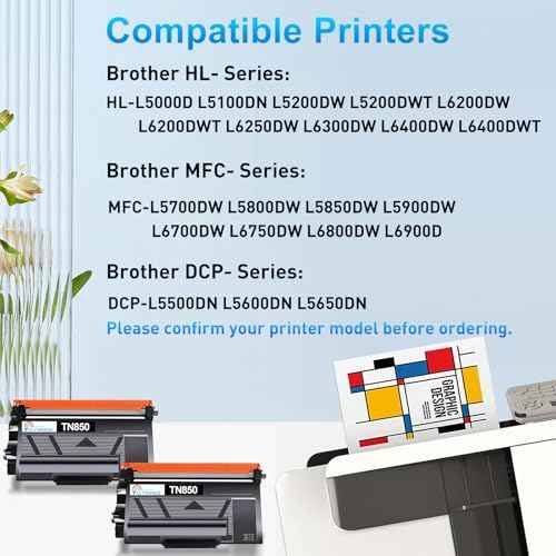 TN850 High Yield Toner Cartridge Replacement for Brother TN850 TN-850 TN-820/TN-850 to Use with HL-L6200DW HL-L5200DW MFC-L5850DW MFC-L6800DW DCP-L5600DN Printer (Black, 2-Pack)